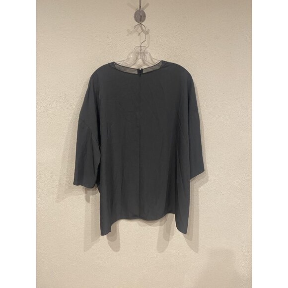 Vince Shirt Womens XL Gray Dolman 3/4 Sleeve Back Zip Tunic Top Blouse - Picture 3 of 3